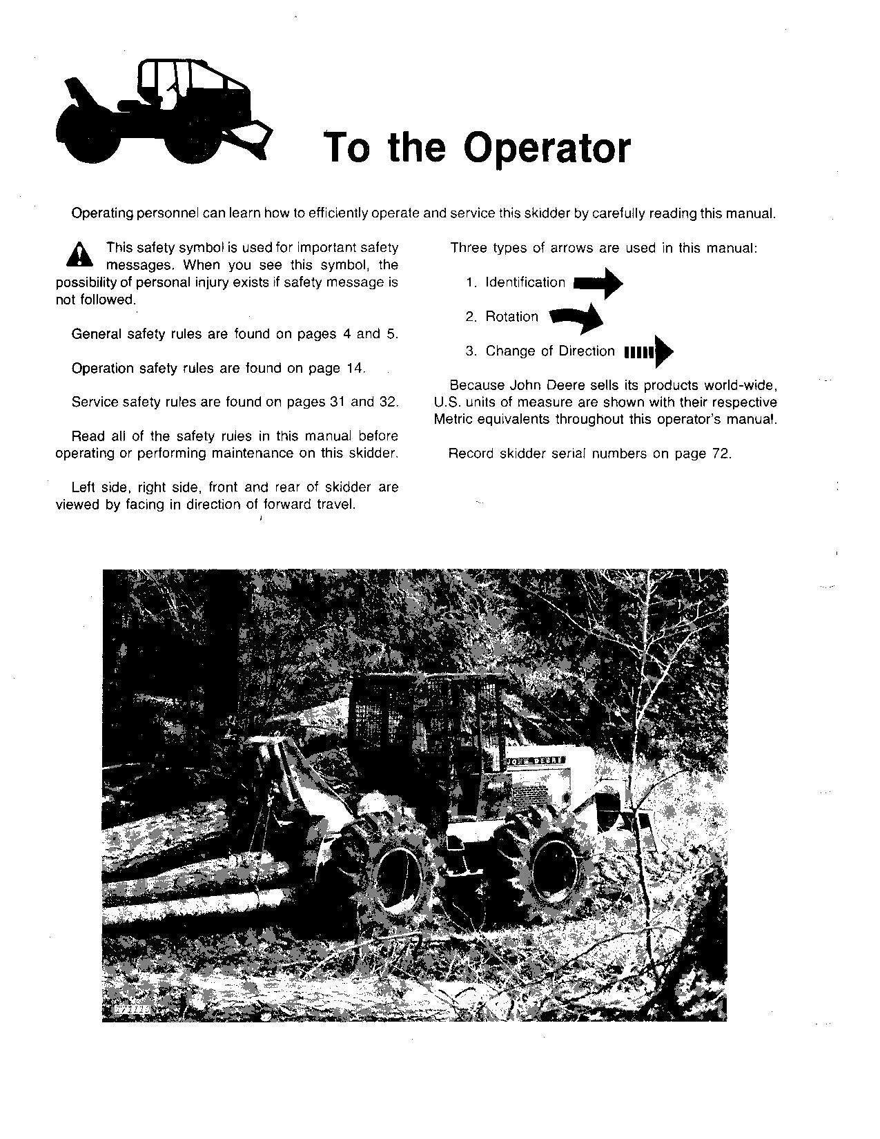 JOHN DEERE 440C SKIDDER OPERATORS MANUAL