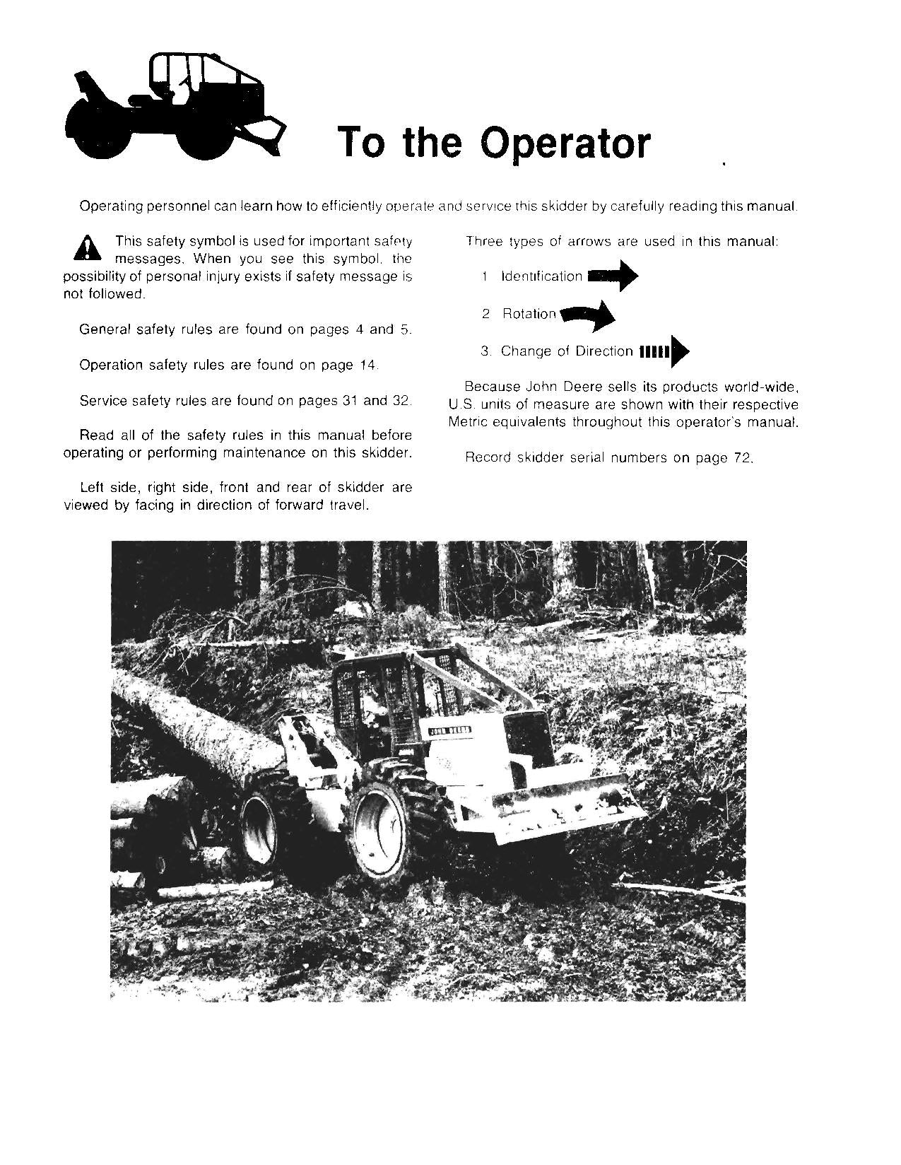 MANUEL D'UTILISATION DU DÉBUSQUEUR JOHN DEERE 540B