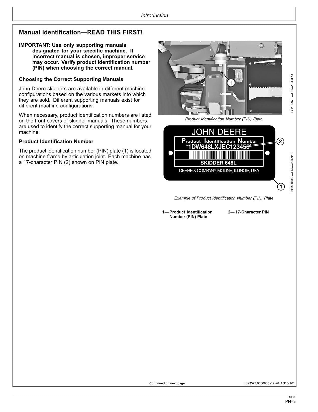 JOHN DEERE 640L 648L 748L 848L 948L SKIDDER OPERATORS MANUAL #2