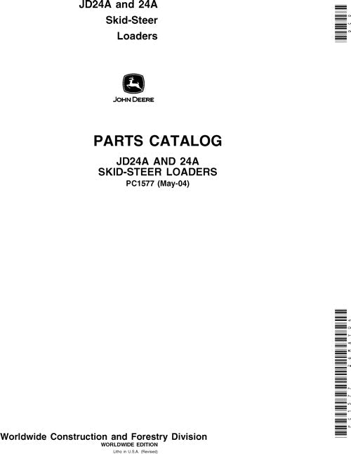 JOHN DEERE 24A SKID STEER PARTS CATALOG MANUAL