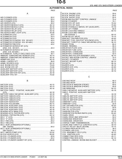 JOHN DEERE 570 575 SKID STEER PARTS CATALOG MANUAL