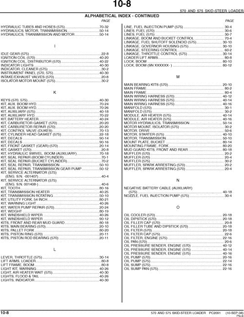 JOHN DEERE 570 575 SKID STEER PARTS CATALOG MANUAL