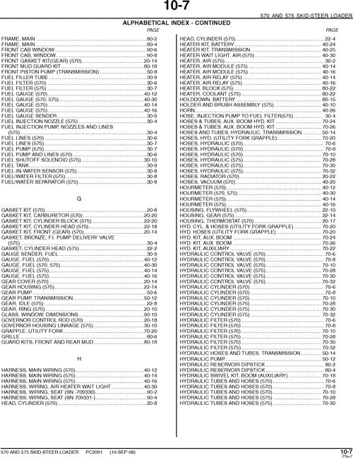 JOHN DEERE 570 575 SKID STEER PARTS CATALOG MANUAL