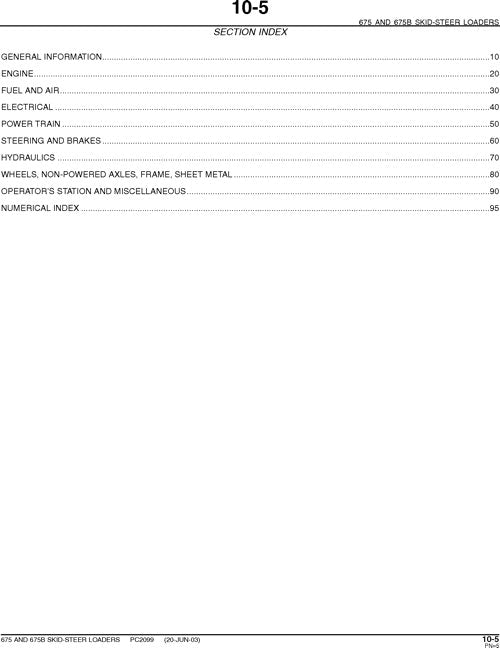 JOHN DEERE 675 675B SKID STEER PARTS CATALOG MANUAL