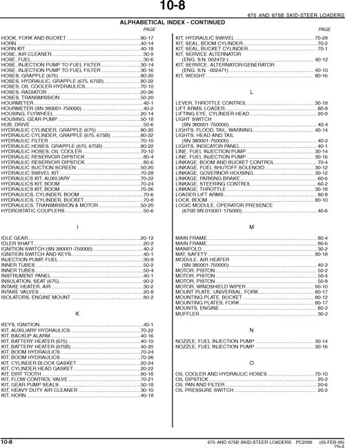 JOHN DEERE 675 675B SKID STEER PARTS CATALOG MANUAL