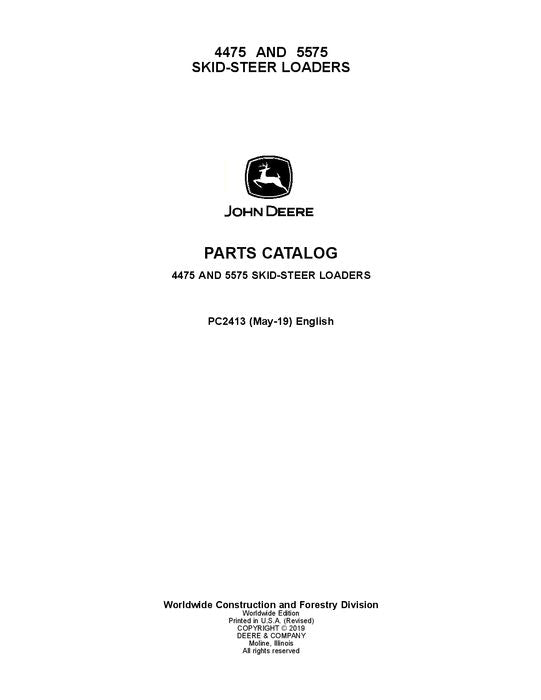 JOHN DEERE 4475 5575 SKID STEER PARTS CATALOG MANUAL