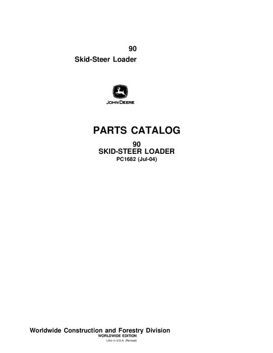 JOHN DEERE 90 SKID STEER PARTS CATALOG MANUAL