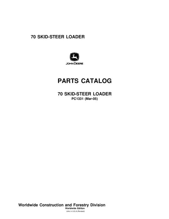 JOHN DEERE 70 SKID STEER PARTS CATALOG MANUAL