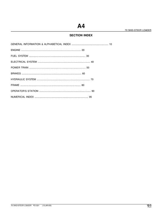 JOHN DEERE 70 KOMPAKTLADER - ERSATZTEILKATALOGHANDBUCH