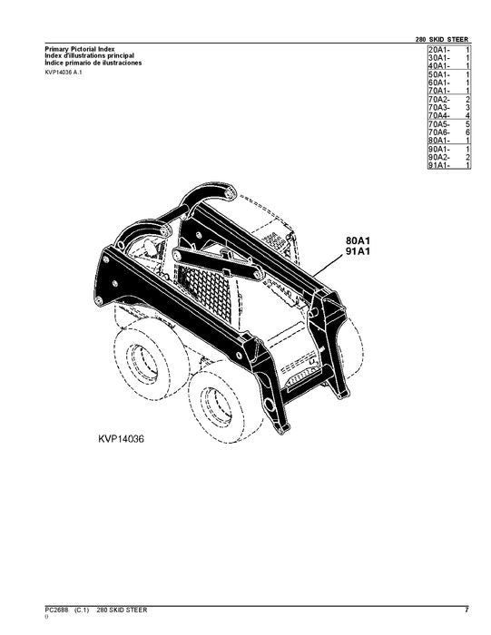 JOHN DEERE 280 KOMPAKTLADER - ERSATZTEILKATALOGHANDBUCH