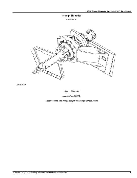 JOHN DEERE SS30 SKID STEER PARTS CATALOG MANUAL