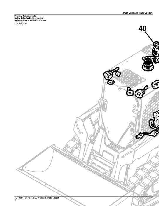 JOHN DEERE 319D SKID STEER PARTS CATALOG MANUAL