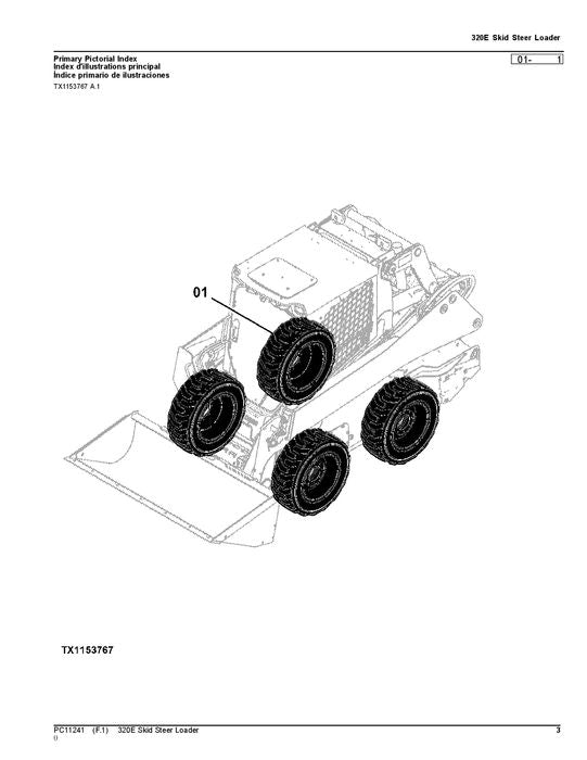 JOHN DEERE 320E SKID STEER PARTS CATALOG MANUAL 1T0320E_J249291-