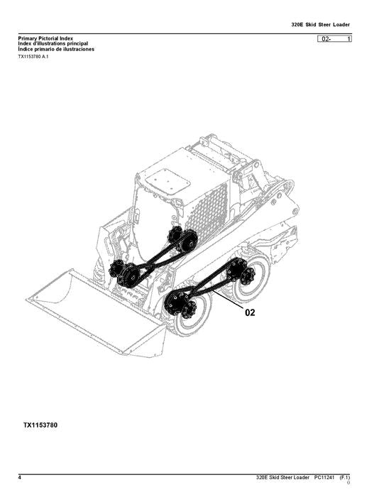 JOHN DEERE 320E SKID STEER PARTS CATALOG MANUAL 1T0320E_J249291-