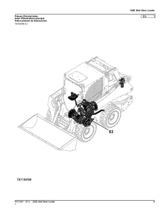 JOHN DEERE 320E SKID STEER PARTS CATALOG MANUAL 1T0320E_J249291-