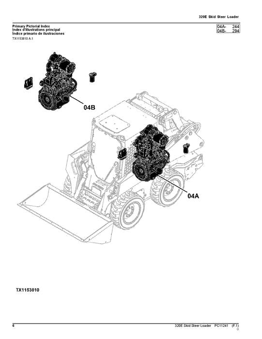 JOHN DEERE 320E SKID STEER PARTS CATALOG MANUAL 1T0320E_J249291-