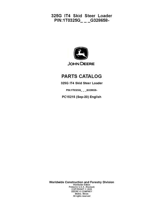 JOHN DEERE 325G SKID STEER PARTS CATALOG MANUAL #2