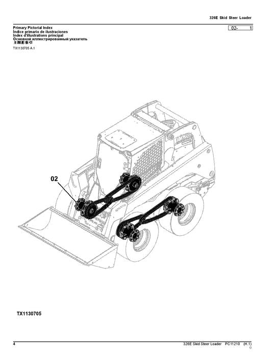 JOHN DEERE 326E SKID STEER PARTS CATALOG MANUAL