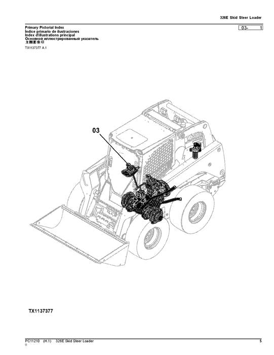 JOHN DEERE 326E SKID STEER PARTS CATALOG MANUAL