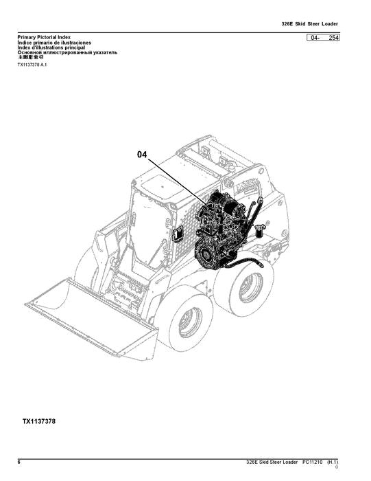 JOHN DEERE 326E SKID STEER PARTS CATALOG MANUAL