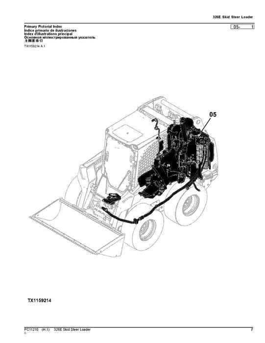 JOHN DEERE 326E SKID STEER PARTS CATALOG MANUAL