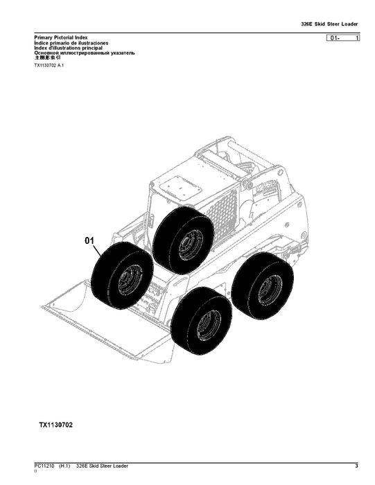 JOHN DEERE 326E SKID STEER PARTS CATALOG MANUAL