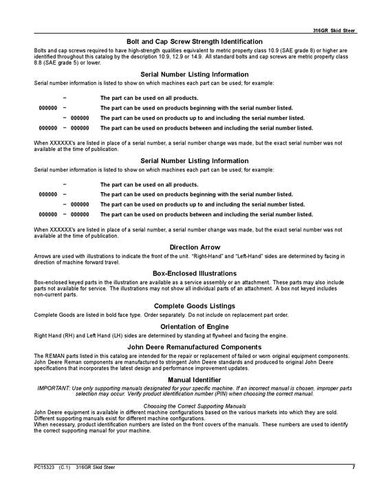 JOHN DEERE 316GR KOMPAKTLADER-ERSATZTEILKATALOGHANDBUCH Nr. 3