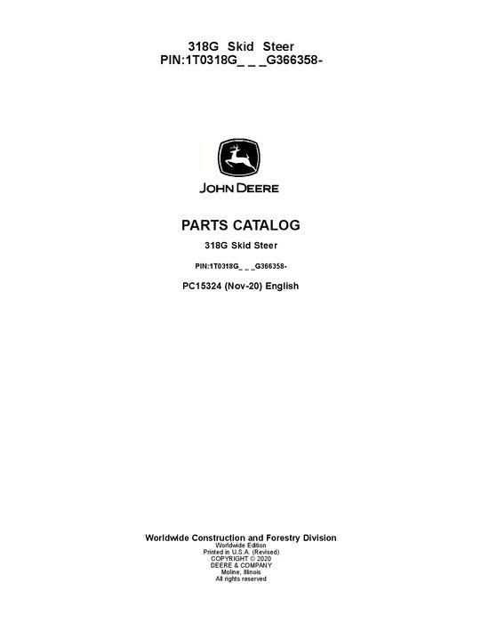 JOHN DEERE 318G SKID STEER PARTS CATALOG MANUAL #3