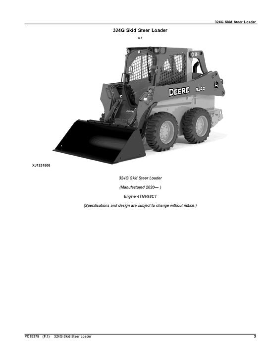 JOHN DEERE 320G SKID STEER PARTS CATALOG MANUAL #2