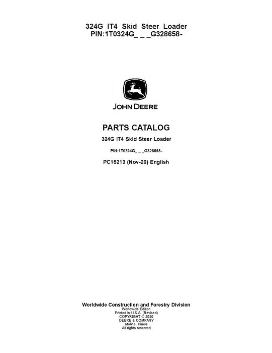 JOHN DEERE 324G SKID STEER PARTS CATALOG MANUAL #2