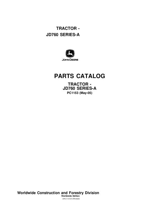 JOHN DEERE 760A TRACTOR PARTS CATALOG MANUAL