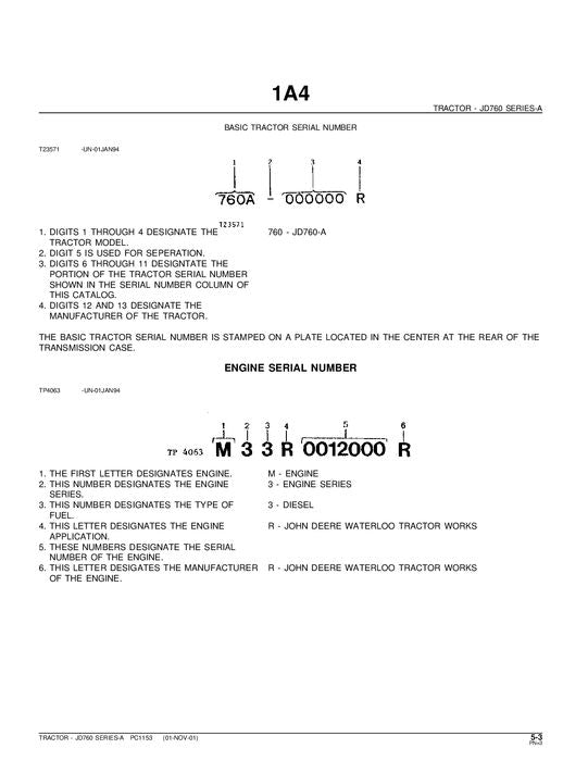 JOHN DEERE 760A TRAKTOR-TEILEKATALOGHANDBUCH