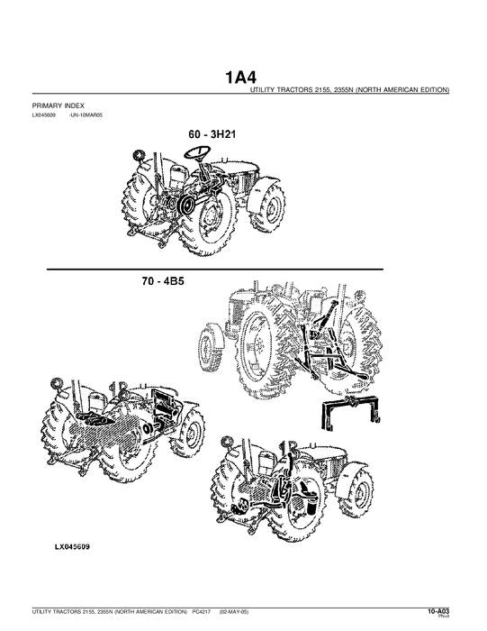 JOHN DEERE 2155 2355N TRACTOR PARTS CATALOG MANUAL