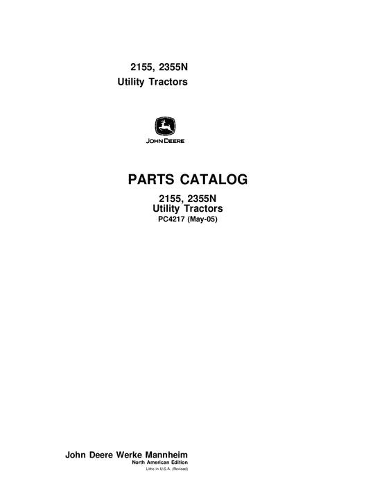 MANUEL DU CATALOGUE DES PIÈCES DE RECHANGE POUR TRACTEUR JOHN DEERE 2155 2355N