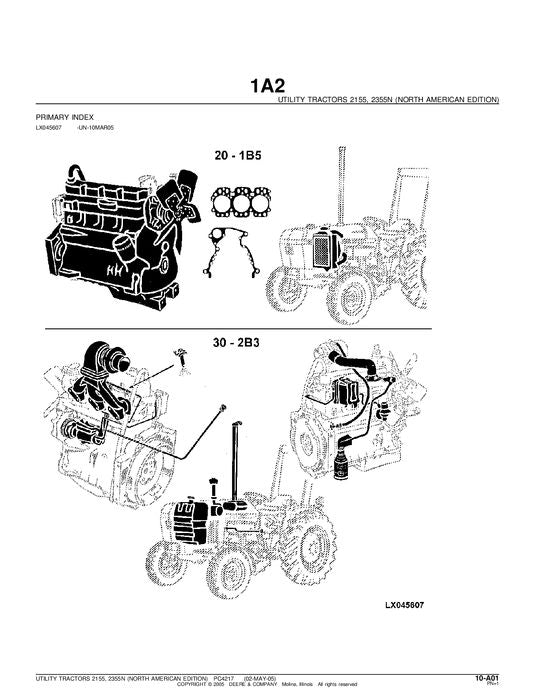 JOHN DEERE 2155 2355N TRACTOR PARTS CATALOG MANUAL