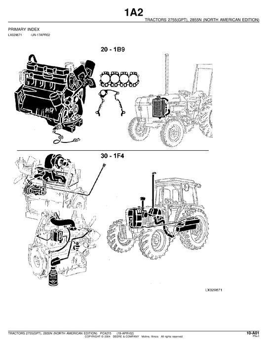 JOHN DEERE 2755 2855N TRACTOR PARTS CATALOG MANUAL