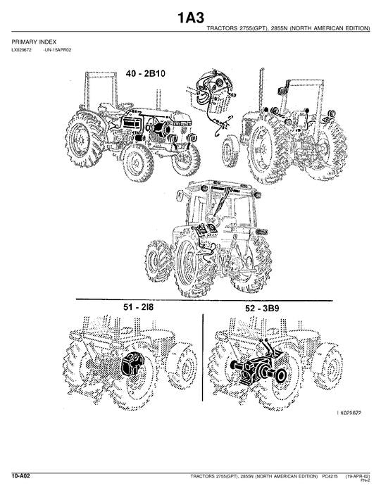 JOHN DEERE 2755 2855N TRACTOR PARTS CATALOG MANUAL