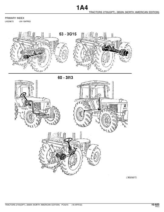 JOHN DEERE 2755 2855N TRACTOR PARTS CATALOG MANUAL