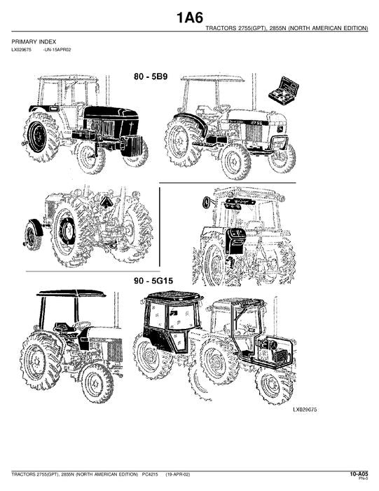 JOHN DEERE 2755 2855N TRACTOR PARTS CATALOG MANUAL