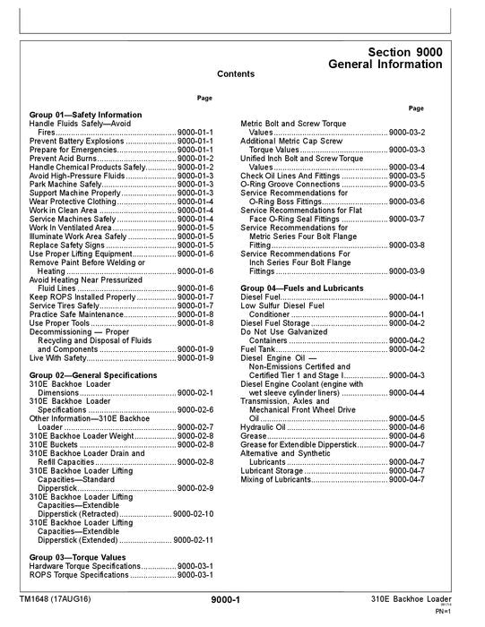 JOHN DEERE 310E BACKHOE LOADER OPERATION TEST SERVICE MANUAL