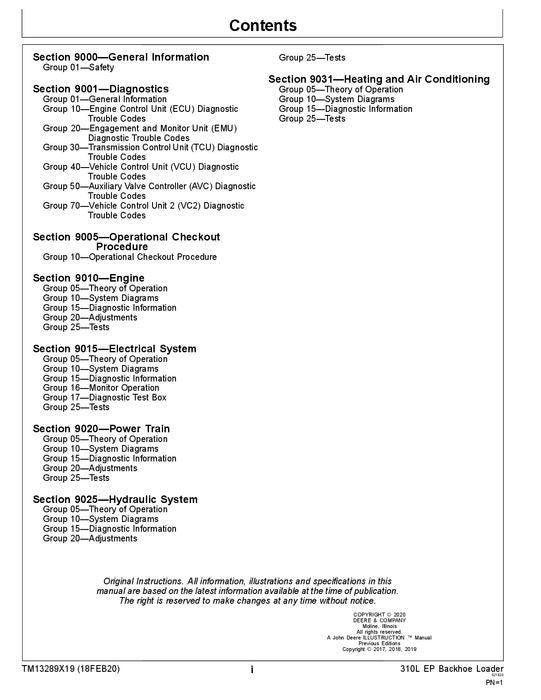 JOHN DEERE 310L EP BACKHOE LOADER OPERATION TEST SERVICE MANUAL #1