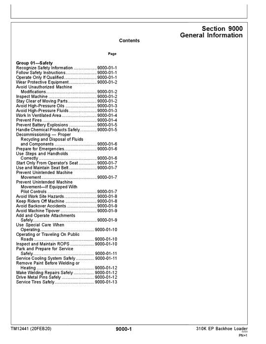 JOHN DEERE 310K EP BACKHOE LOADER OPERATION TEST SERVICE MANUAL