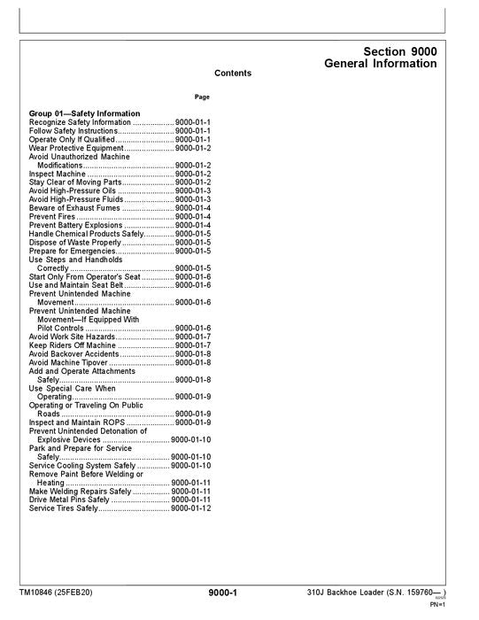 JOHN DEERE 310J BACKHOE LOADER OPERATION TEST SERVICE MANUAL SN 159760- TM10846