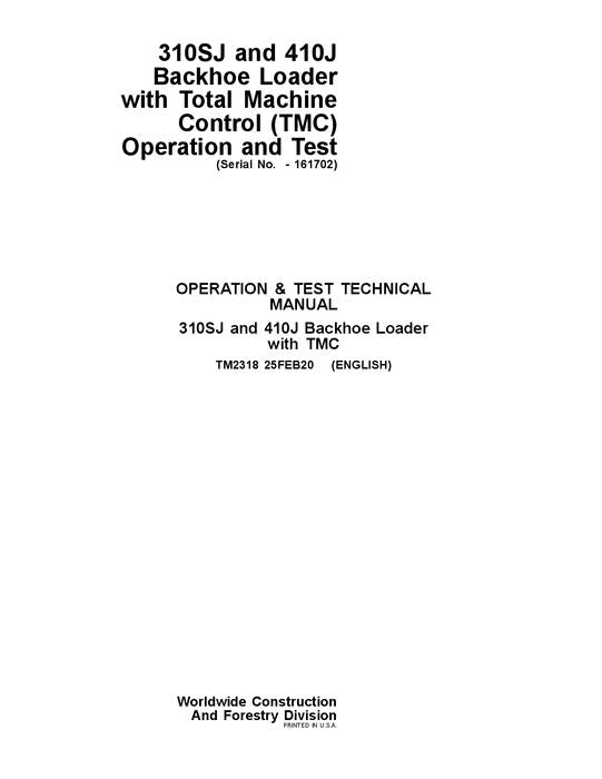 MANUEL D'ENTRETIEN ET DE TEST DE FONCTIONNEMENT DE LA CHARGEUSE-PELLETEUSE JOHN DEERE 310SJ 410J TMC #2