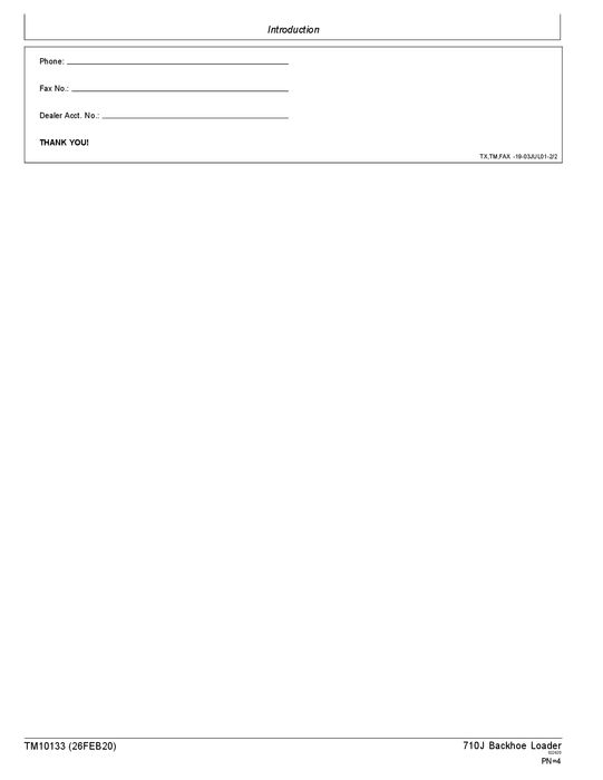 JOHN DEERE 710J BACKHOE LOADER OPERATION TEST SERVICE TECHNICAL MANUAL TM10133