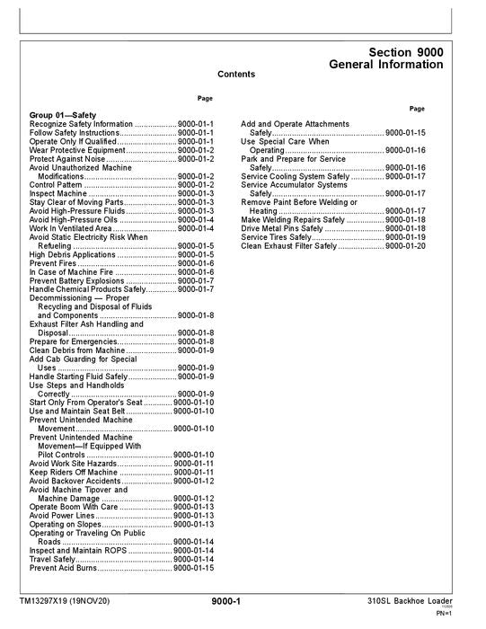 JOHN DEERE 310SL BACKHOE LOADER OPERATION TEST SERVICE MANUAL #1