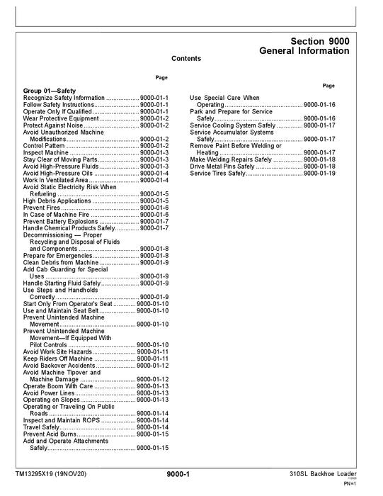 JOHN DEERE 310SL BACKHOE LOADER OPERATION TEST SERVICE MANUAL #2