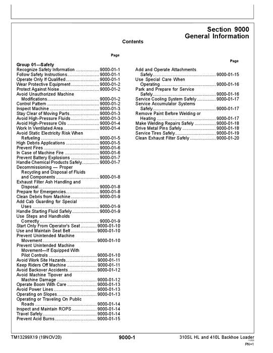 JOHN DEERE 310SL HL 410L BACKHOE LOADER OPERATION TEST SERVICE MANUAL #1