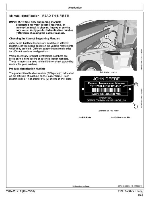 JOHN DEERE 710L BACKHOE LOADER OPERATION TEST SERVICE MANUAL