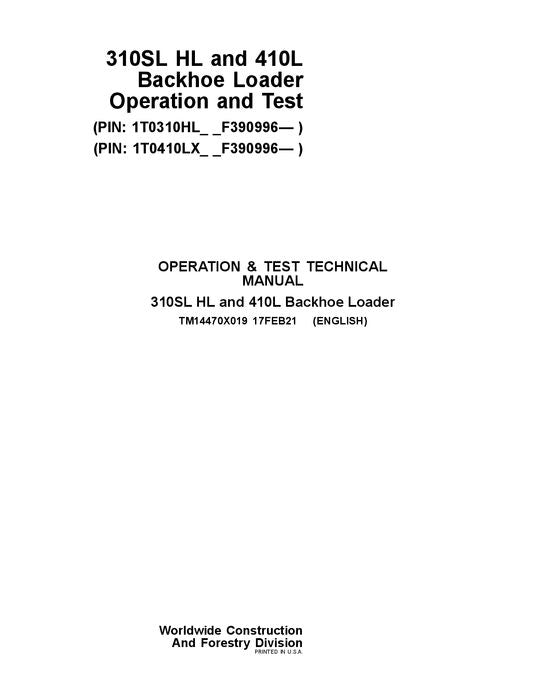 JOHN DEERE 310SL HL 410L BACKHOE LOADER OPERATION TEST SERVICE MANUAL #2